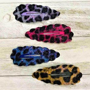 Set Of 4 Animal Print Shimmering Hair Snappies